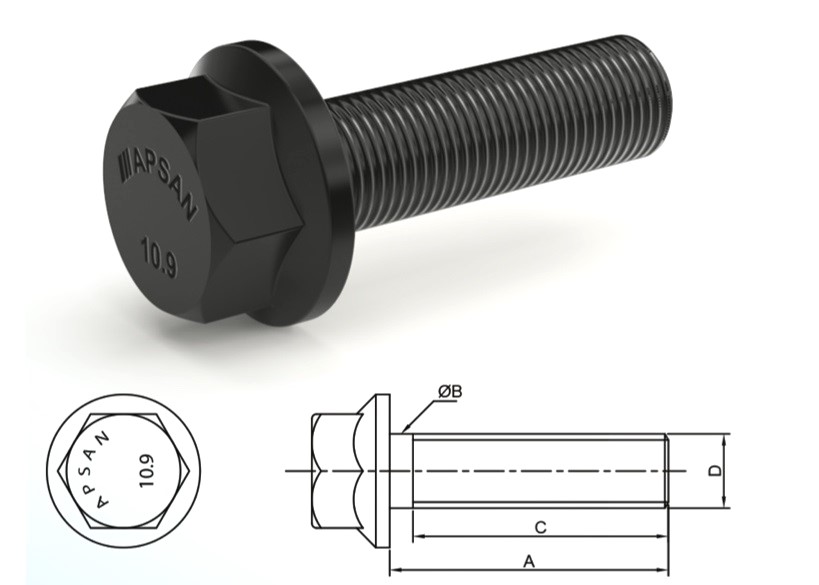 APS-103 - DİSK BAğLANTI CİVATASI M16X1,5X60 TP.