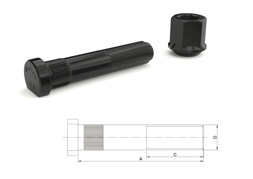 DRS-30125 - TIR DORSE ÇAKMA BİJON 110MM ÇAKMA SOMUNLU